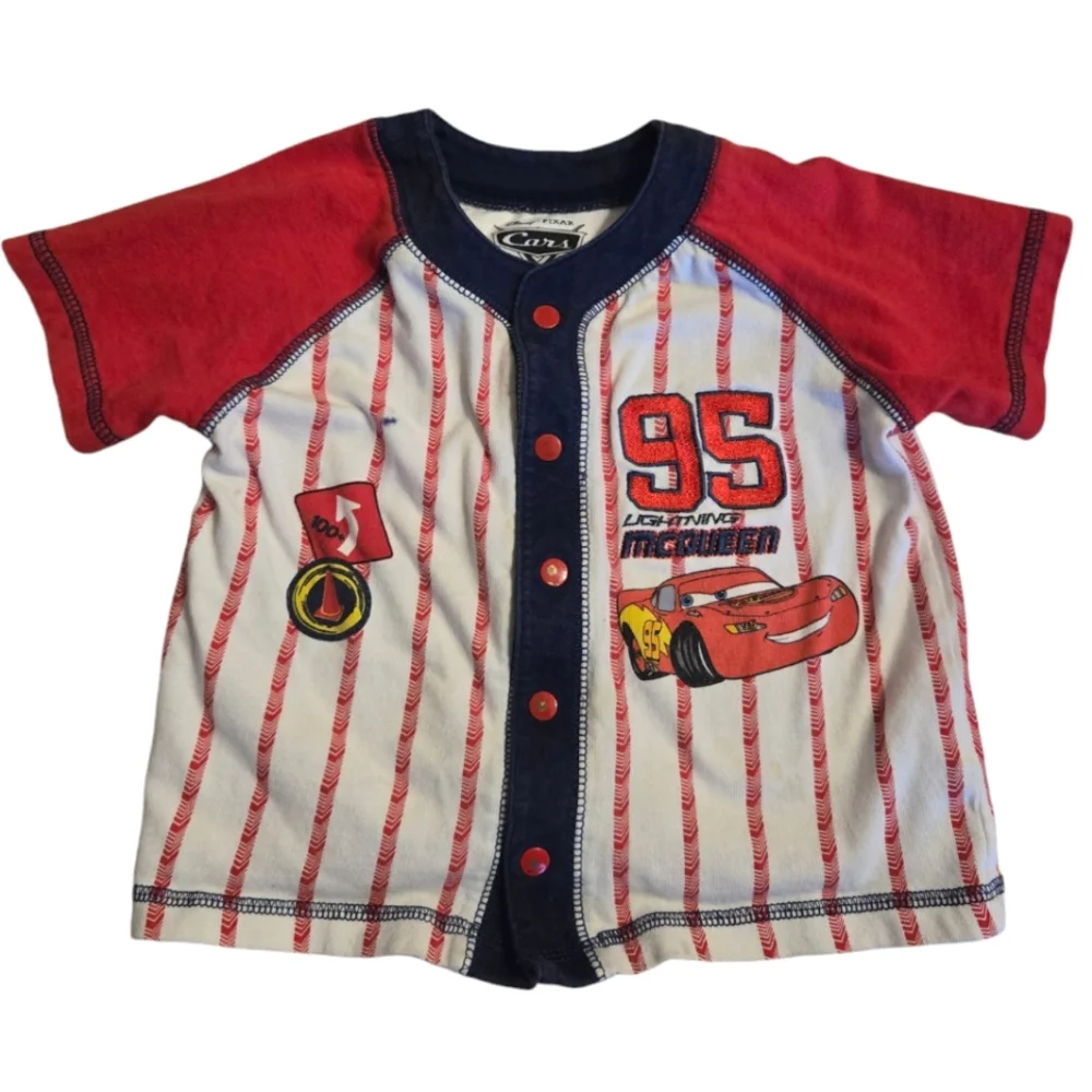 Vintage Y2K Disney Cars Lightning McQueen baseball jersey t-shirt